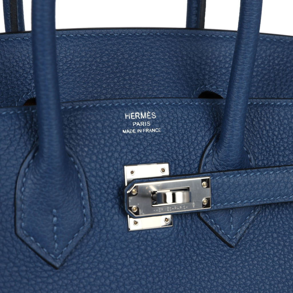 Birkin 25 Deep Bleu Verso Togo Palladium Hardware Bag