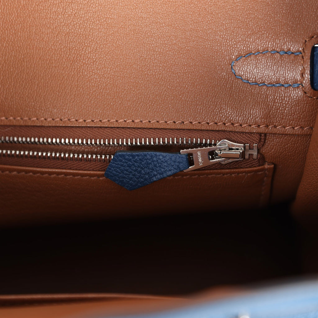Birkin 25 Deep Bleu Verso Togo Palladium Hardware Bag