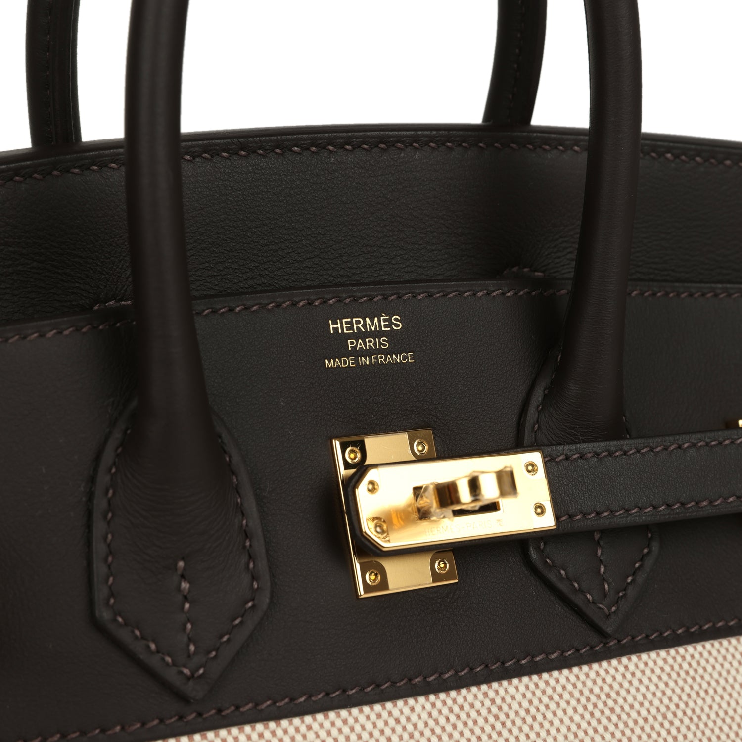 Birkin 25 Ecru and Beige Toile H Canvas and Bai-Brun Swift Gold Hardware Bag