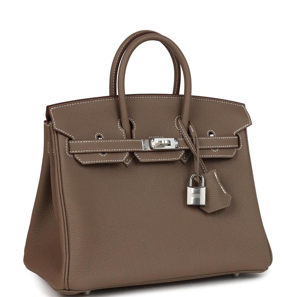 Birkin 25 Etoupe Togo Brushed Palladium Hardware Bag