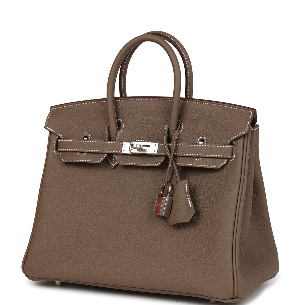 Birkin 25 Etoupe Togo Brushed Palladium Hardware Bag