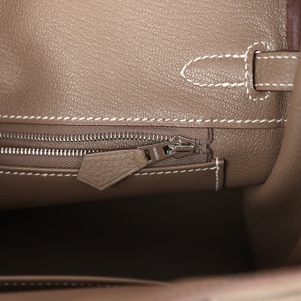Birkin 25 Etoupe Togo Brushed Palladium Hardware Bag