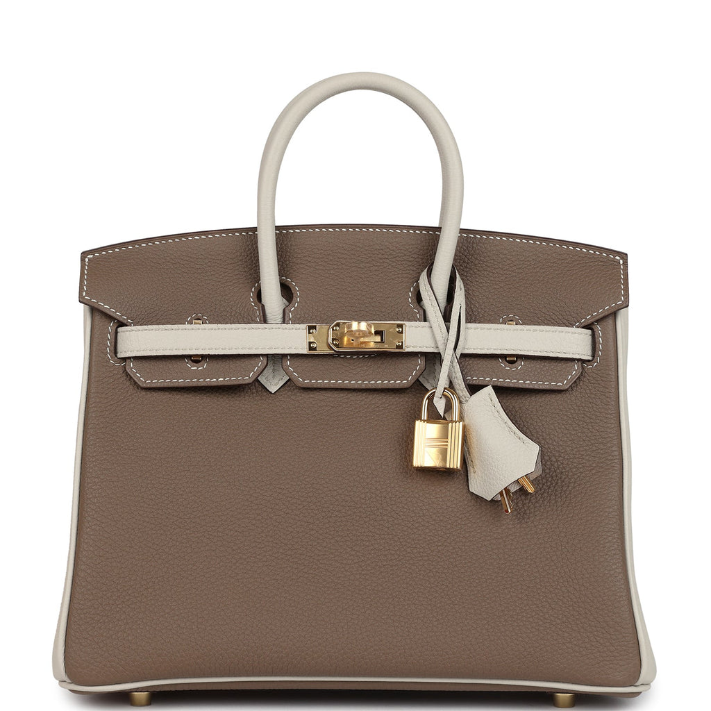 Birkin 25 Etoupe and Craie Togo Gold Hardware Bag