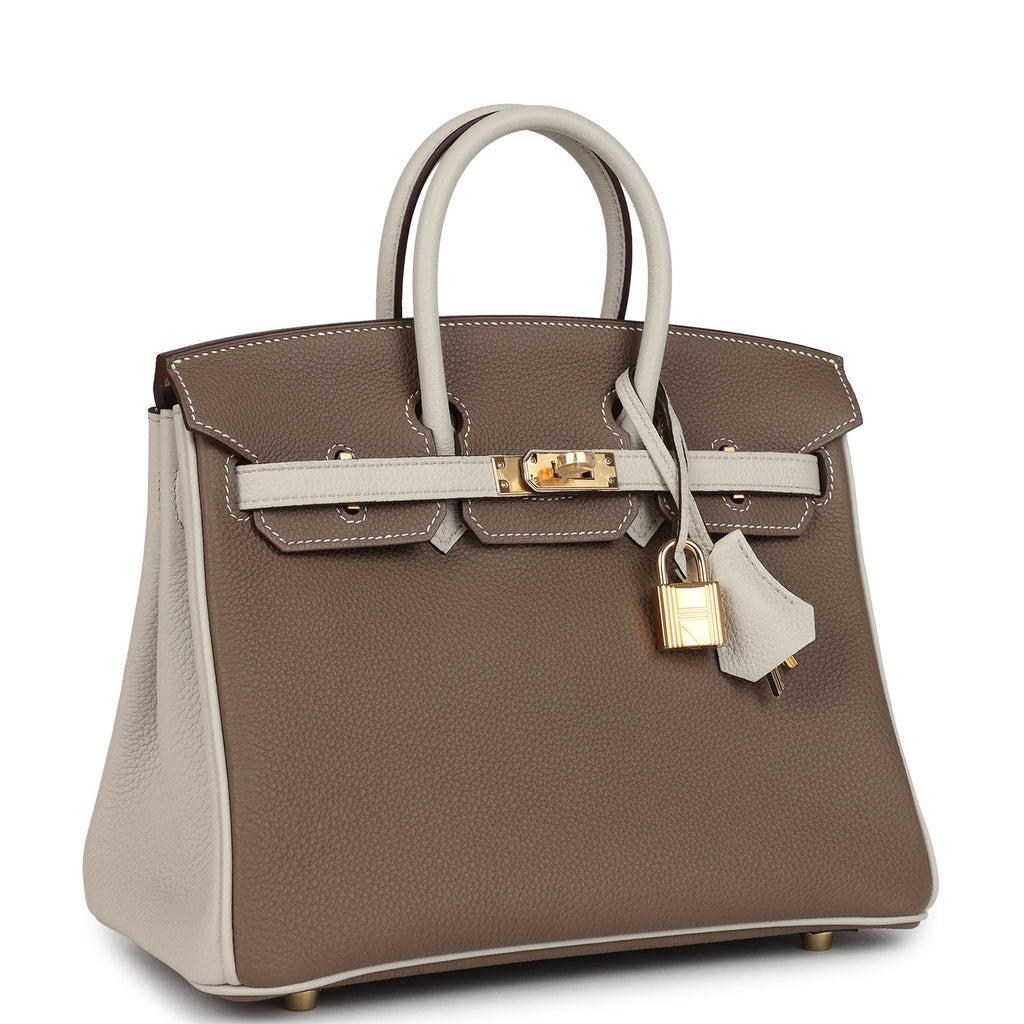 Birkin 25 Etoupe and Craie Togo Gold Hardware Bag