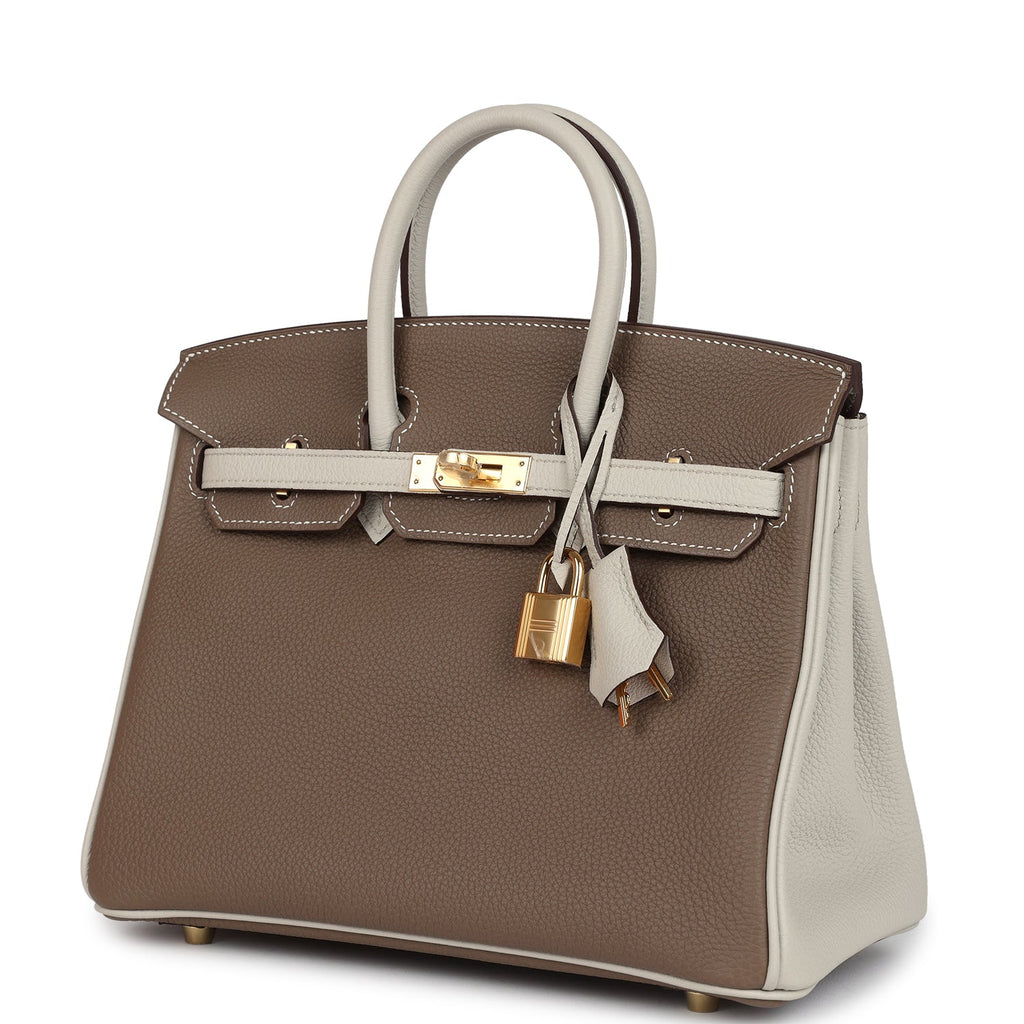 Birkin 25 Etoupe and Craie Togo Gold Hardware Bag