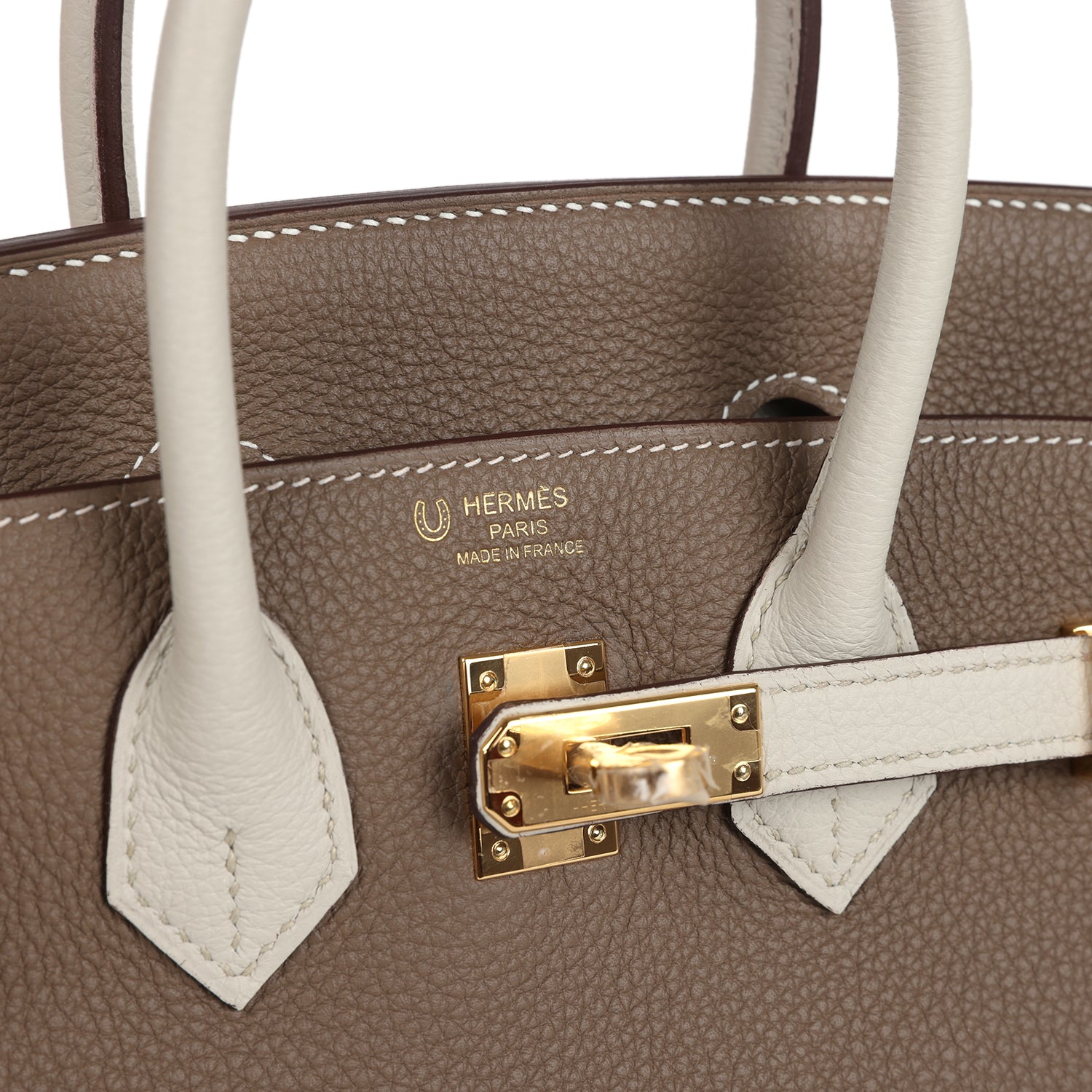 Birkin 25 Etoupe and Craie Togo Gold Hardware Bag