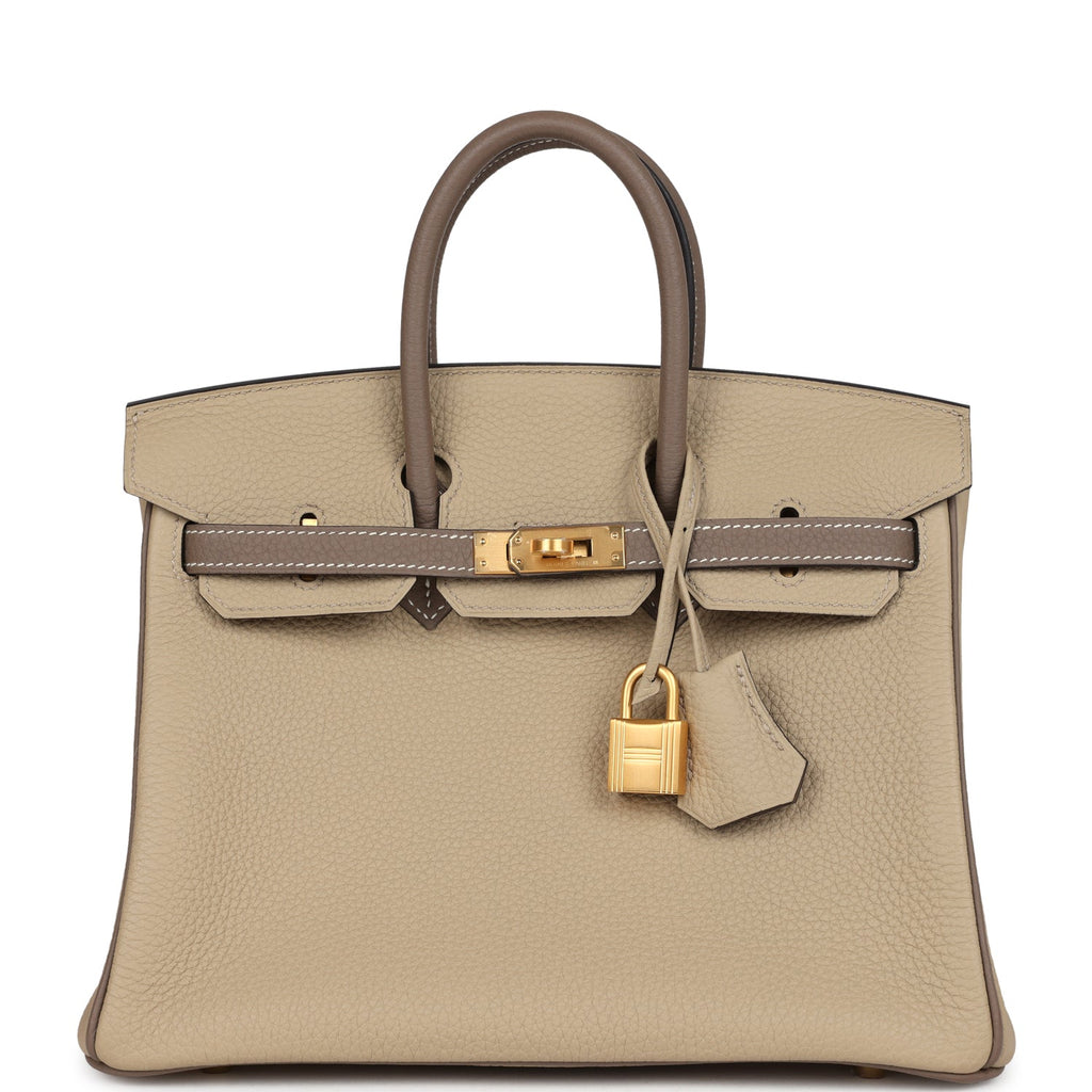 Birkin 25 Etoupe and Trench Togo Brushed Gold Hardware Bag
