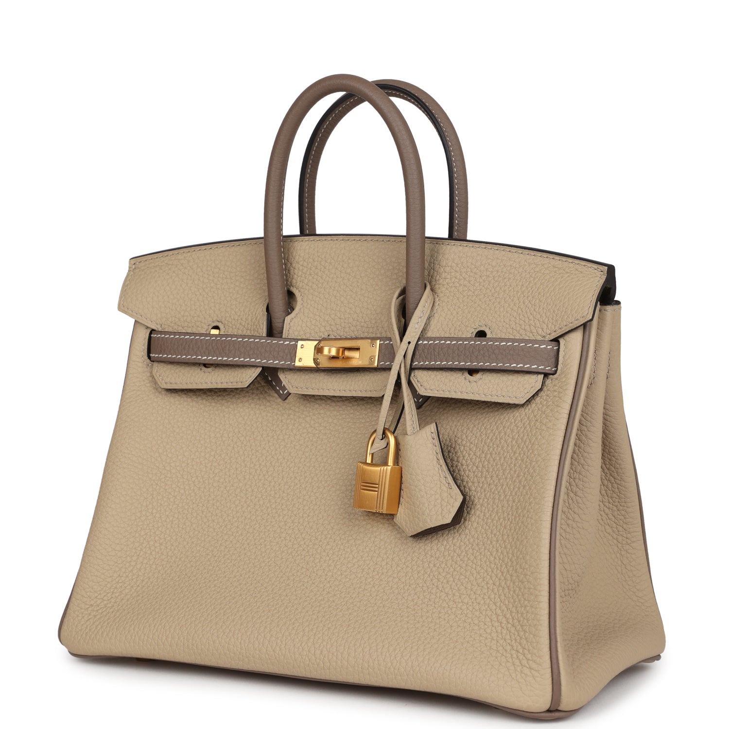 Birkin 25 Etoupe and Trench Togo Brushed Gold Hardware Bag