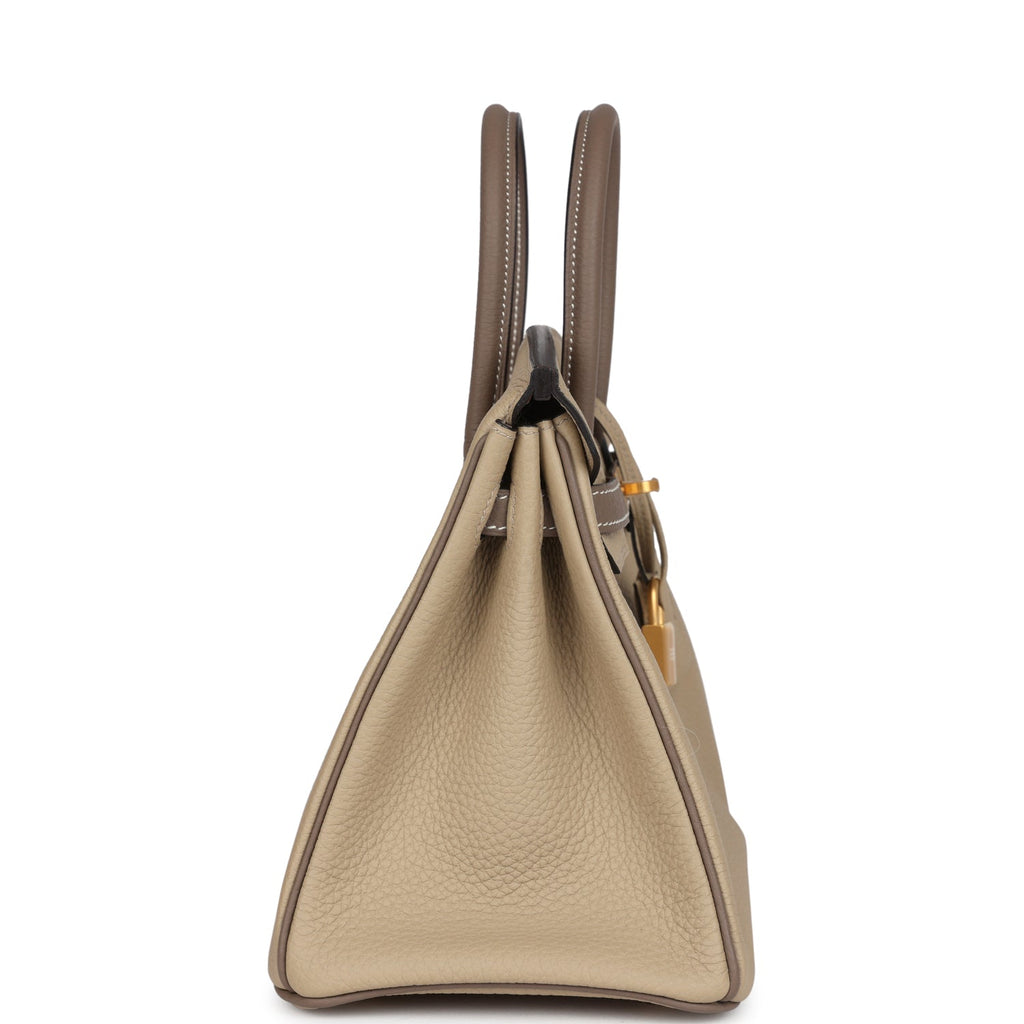 Birkin 25 Etoupe and Trench Togo Brushed Gold Hardware Bag