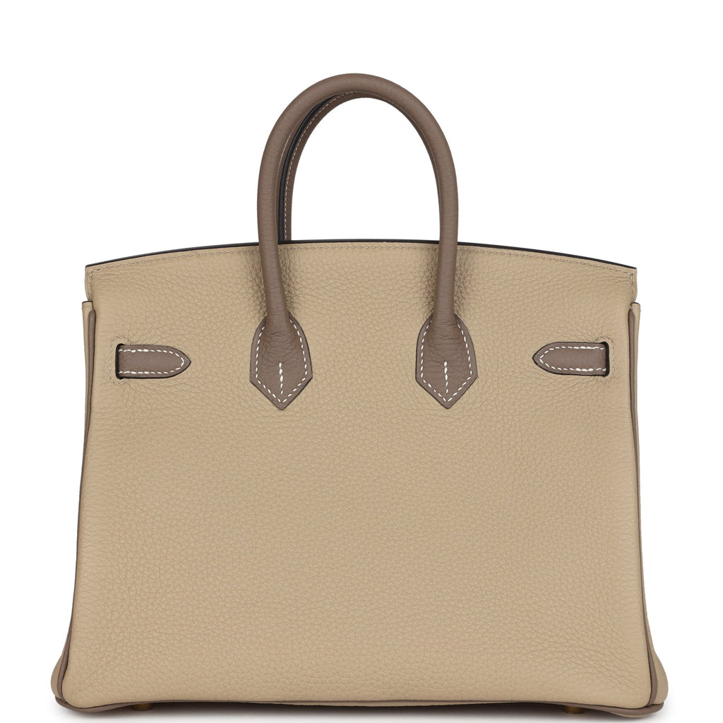 Birkin 25 Etoupe and Trench Togo Brushed Gold Hardware Bag