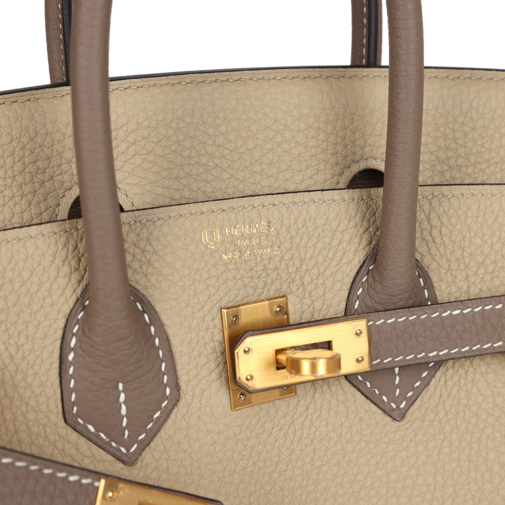 Birkin 25 Etoupe and Trench Togo Brushed Gold Hardware Bag
