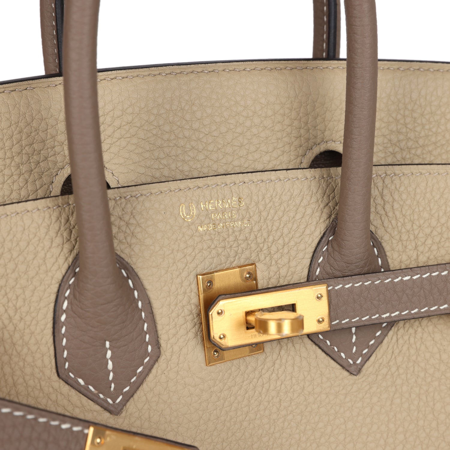 Birkin 25 Etoupe and Trench Togo Brushed Gold Hardware Bag
