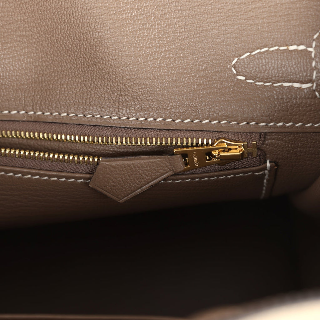 Birkin 25 Etoupe and Trench Togo Brushed Gold Hardware Bag