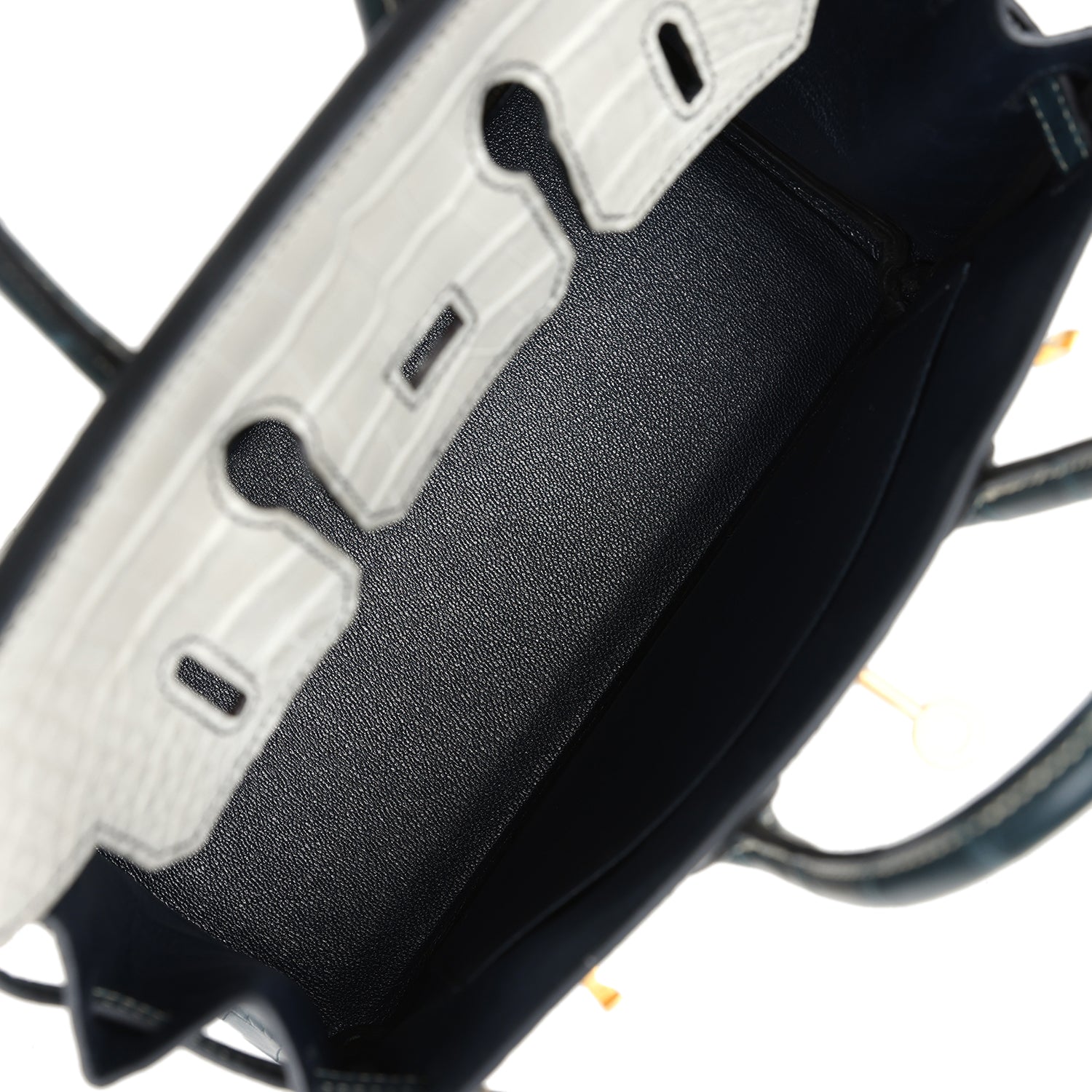 Birkin 25 Gris Perle and Vert Rousseau Matte Alligator Brushed Gold Hardware Bag