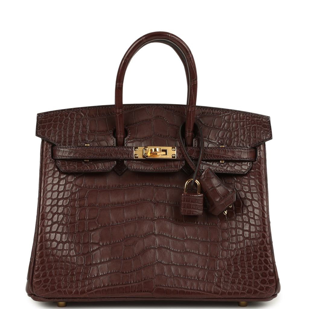 Birkin 25 Havane Matte Alligator Gold Hardware Bag