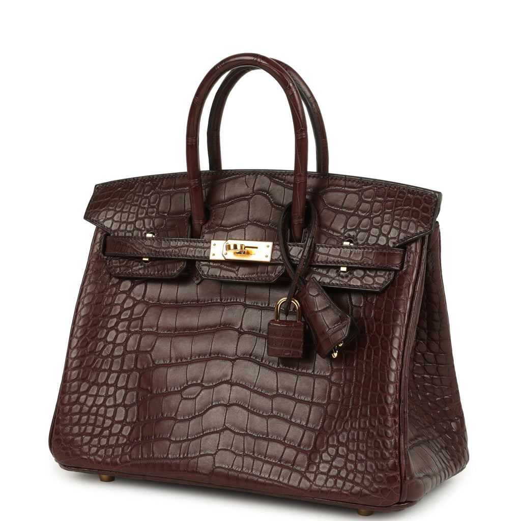 Birkin 25 Havane Matte Alligator Gold Hardware Bag