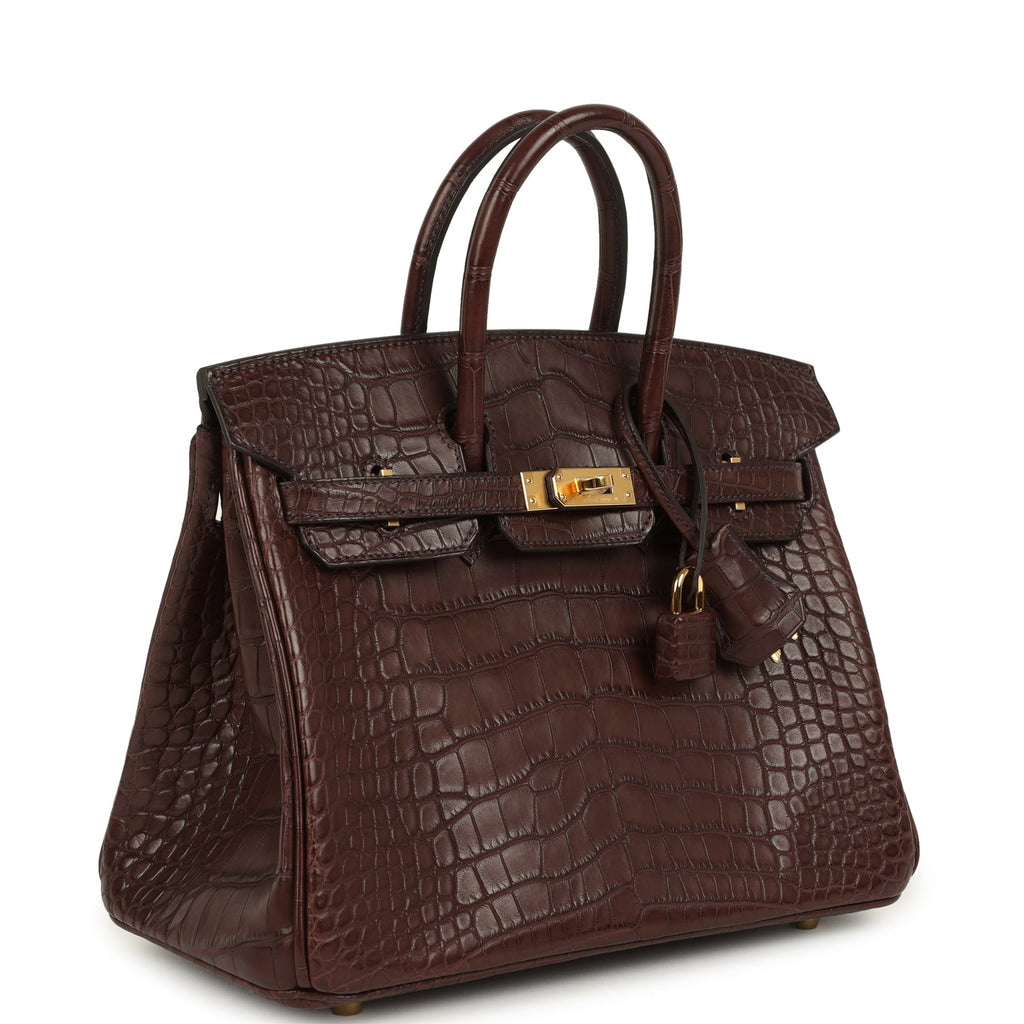 Birkin 25 Havane Matte Alligator Gold Hardware Bag