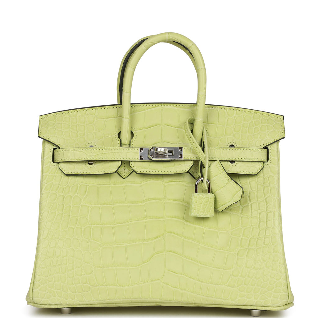 Birkin 25 Jaune Bourgeon Matte Alligator Palladium Hardware Bag