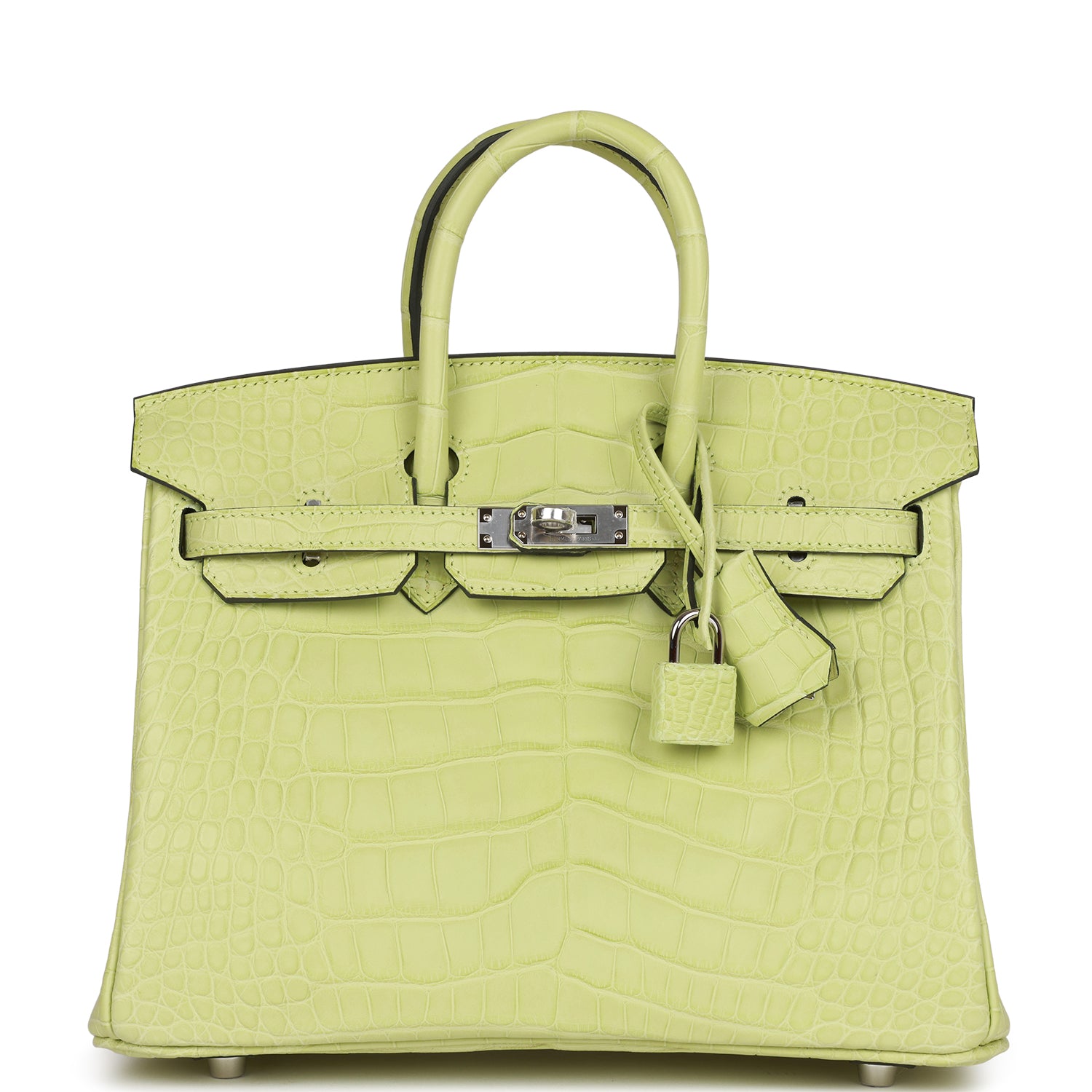 Birkin 25 Jaune Bourgeon Matte Alligator Palladium Hardware Bag