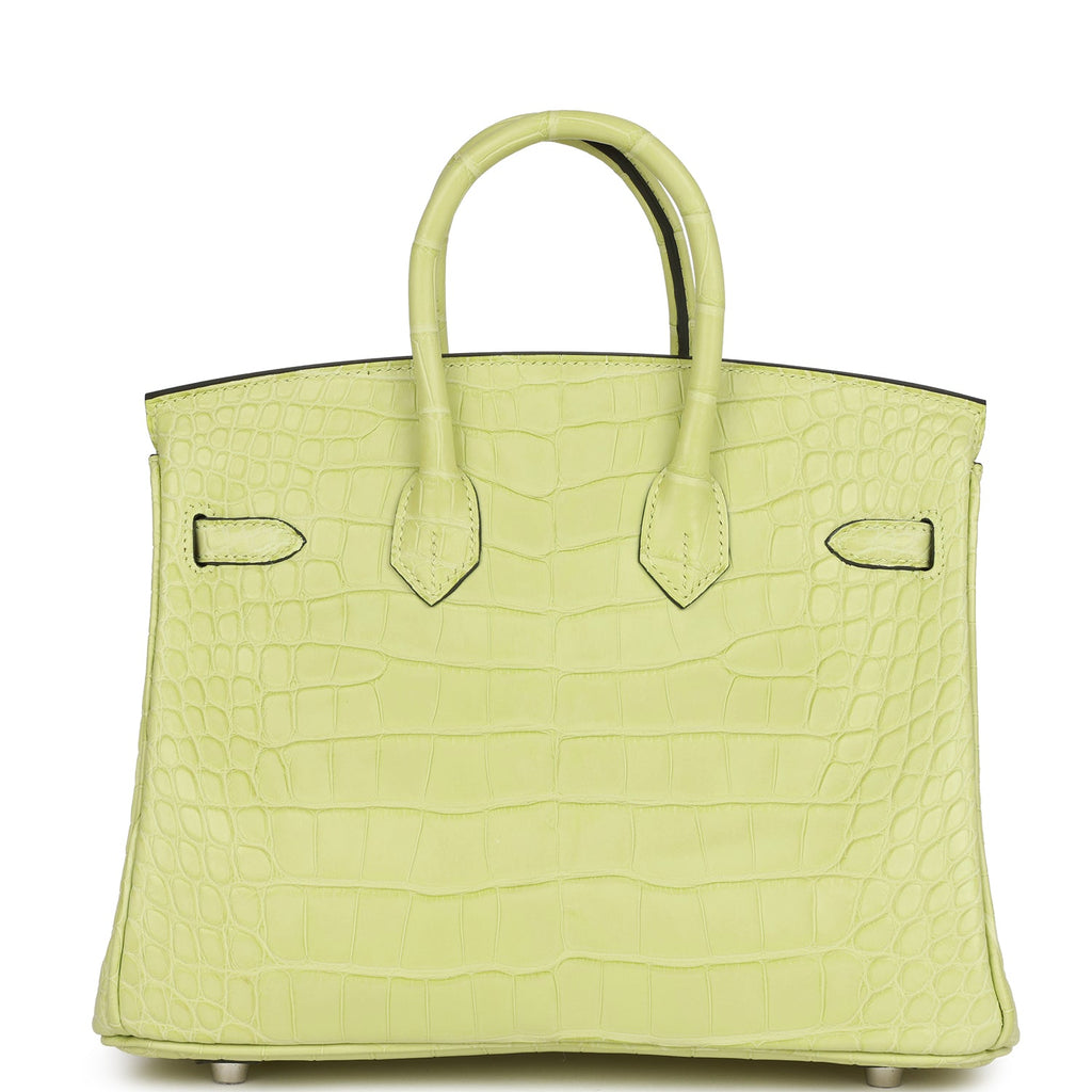 Birkin 25 Jaune Bourgeon Matte Alligator Palladium Hardware Bag