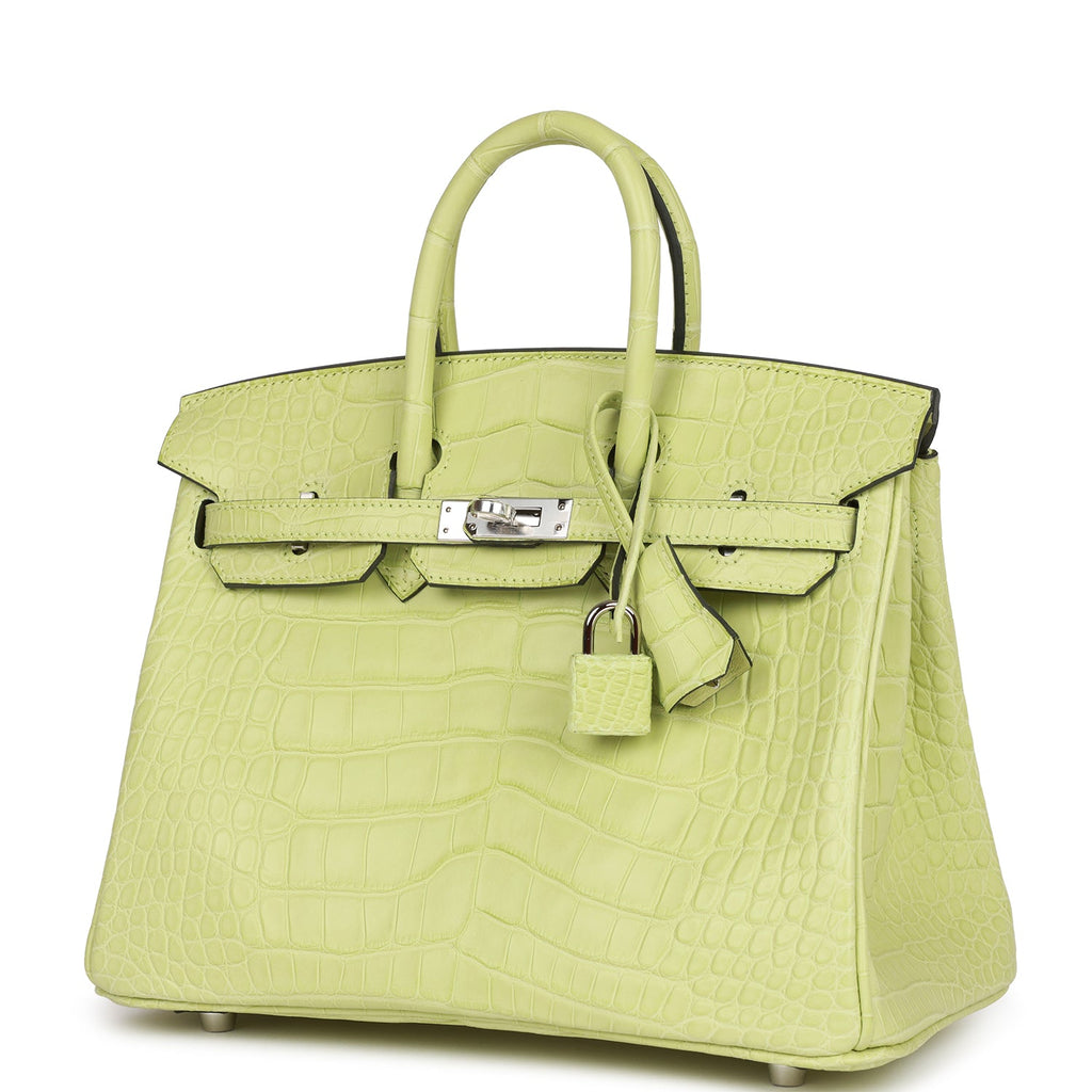 Birkin 25 Jaune Bourgeon Matte Alligator Palladium Hardware Bag