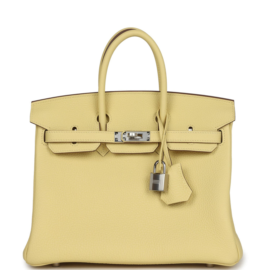 Birkin 25 Jaune Poussin Togo Palladium Hardware Bag
