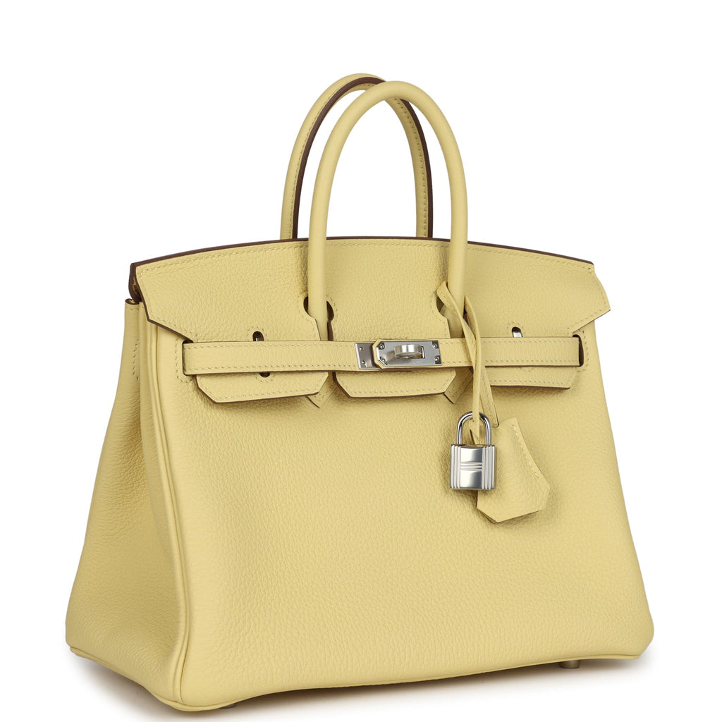 Birkin 25 Jaune Poussin Togo Palladium Hardware Bag
