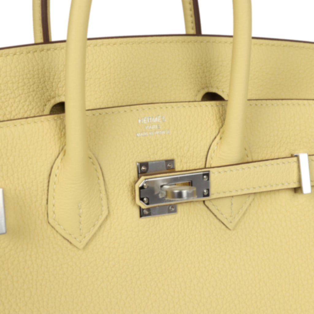 Birkin 25 Jaune Poussin Togo Palladium Hardware Bag