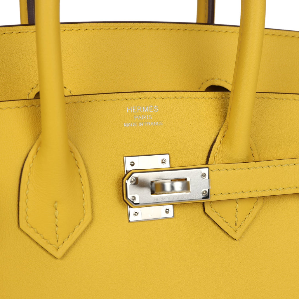 Birkin 25 Jaune de Naples Swift Palladium Hardware Bag