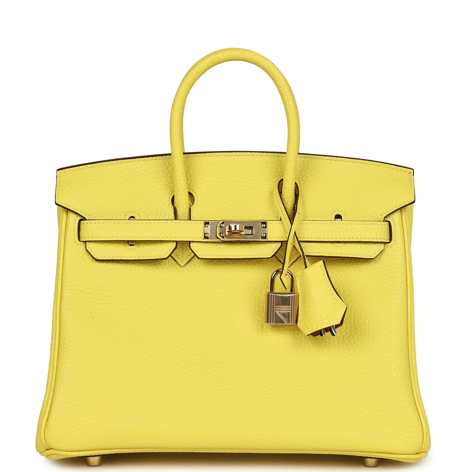 Birkin 25 Lime Verso Clemence Permabrass Hardware Bag