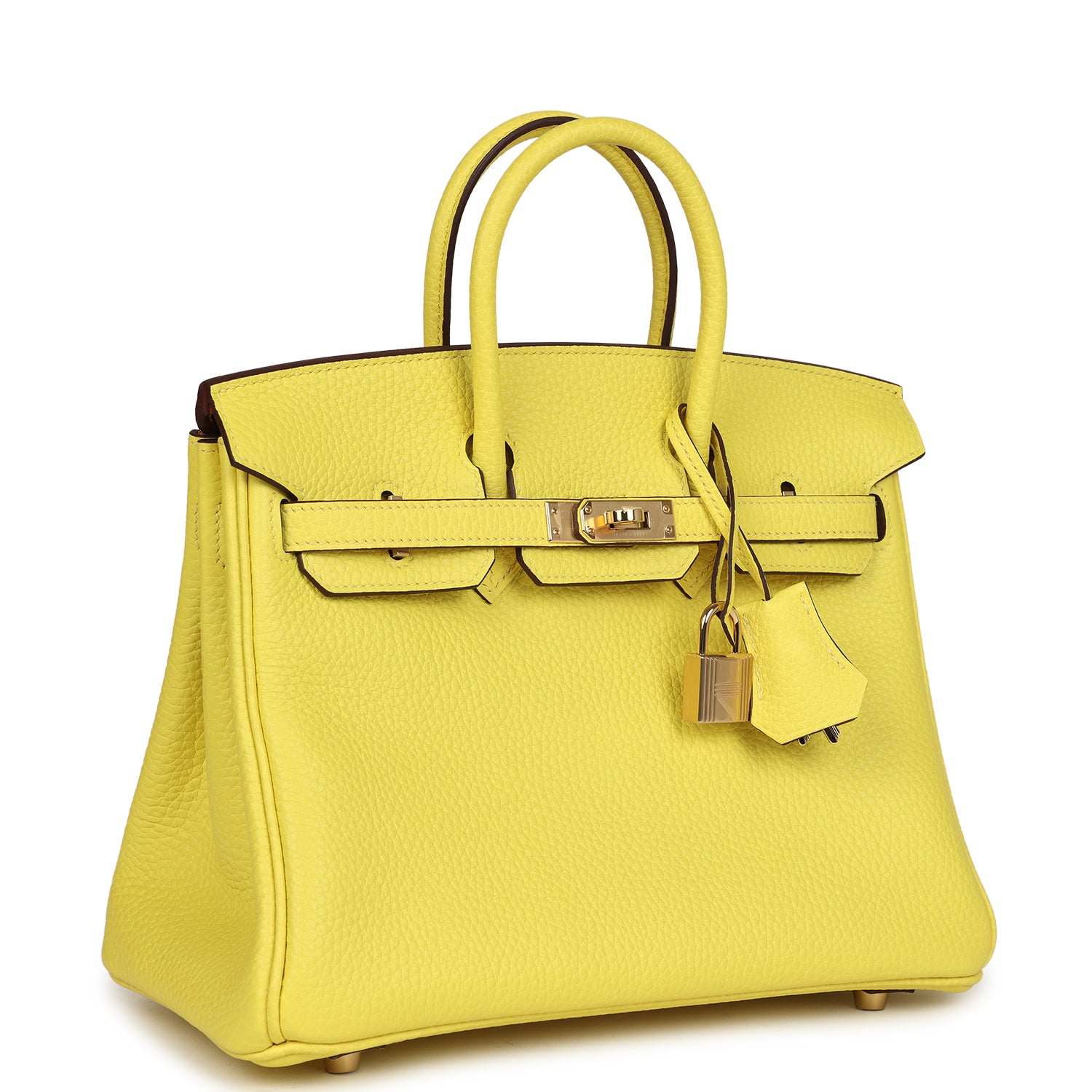 Birkin 25 Lime Verso Clemence Permabrass Hardware Bag