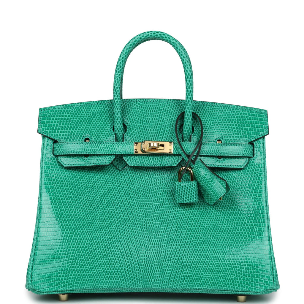 Birkin 25 Menthe Varanus Niloticus Lizard Gold Hardware Bag
