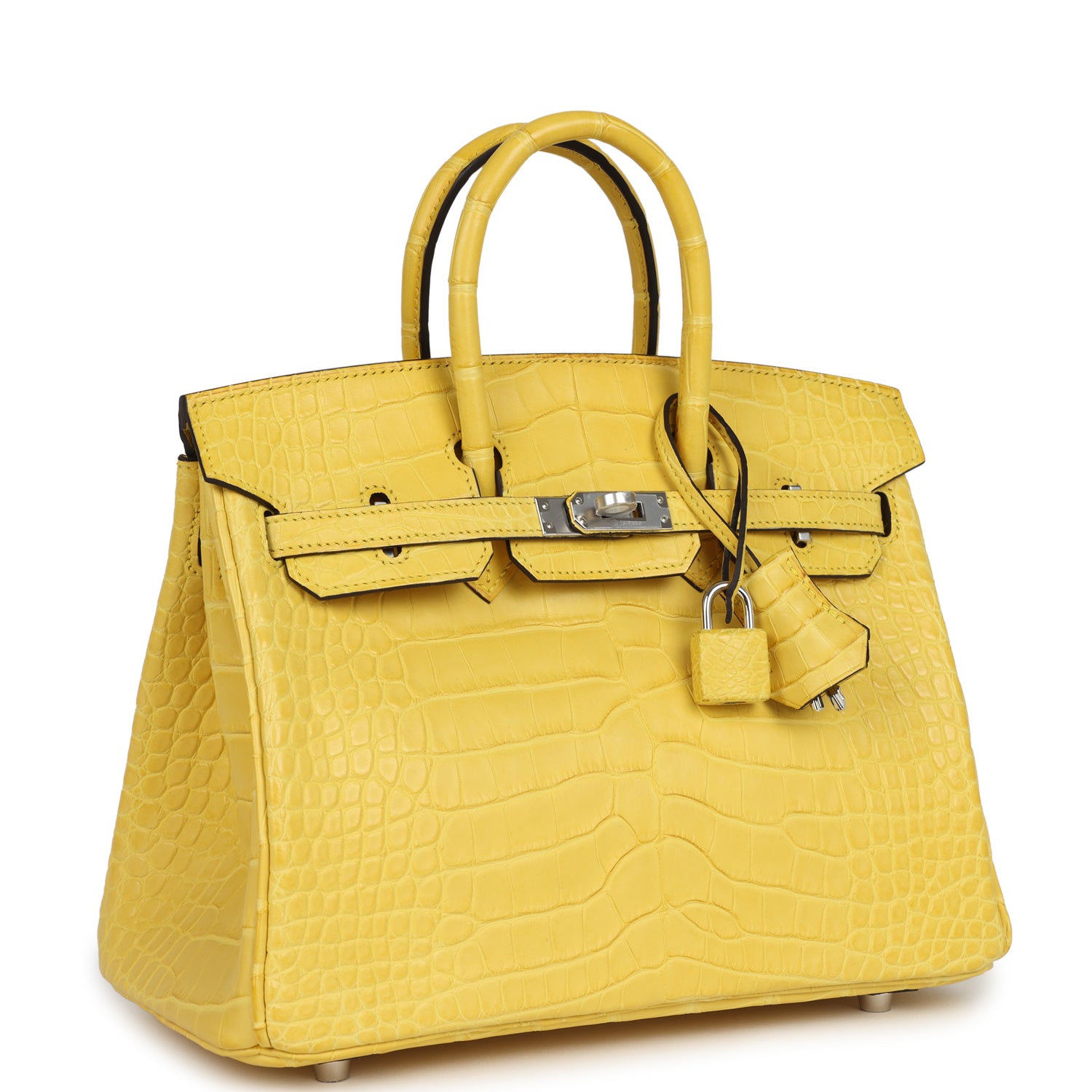 Birkin 25 Mimosa Matte Alligator Palladium Hardware Bag