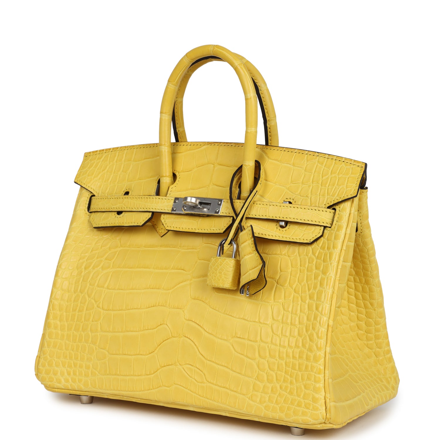 Birkin 25 Mimosa Matte Alligator Palladium Hardware Bag