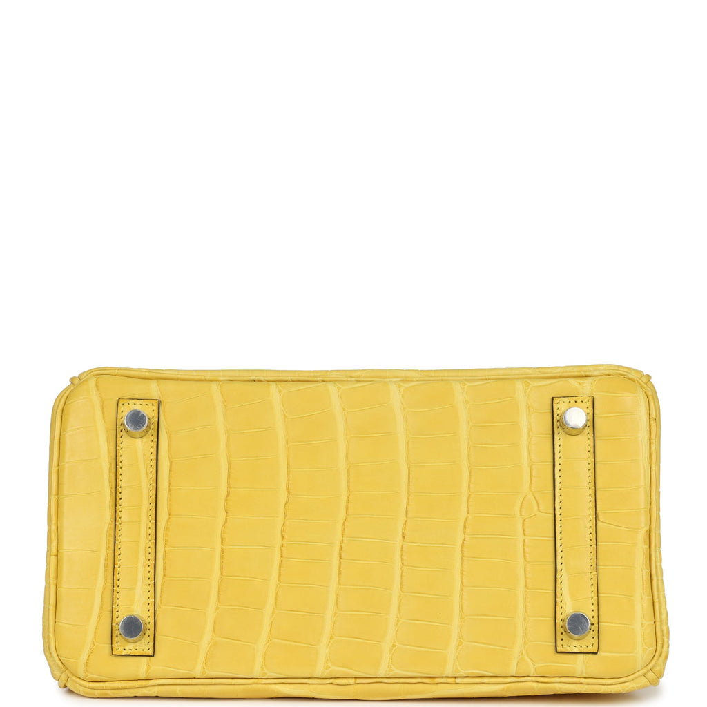 Birkin 25 Mimosa Matte Alligator Palladium Hardware Bag