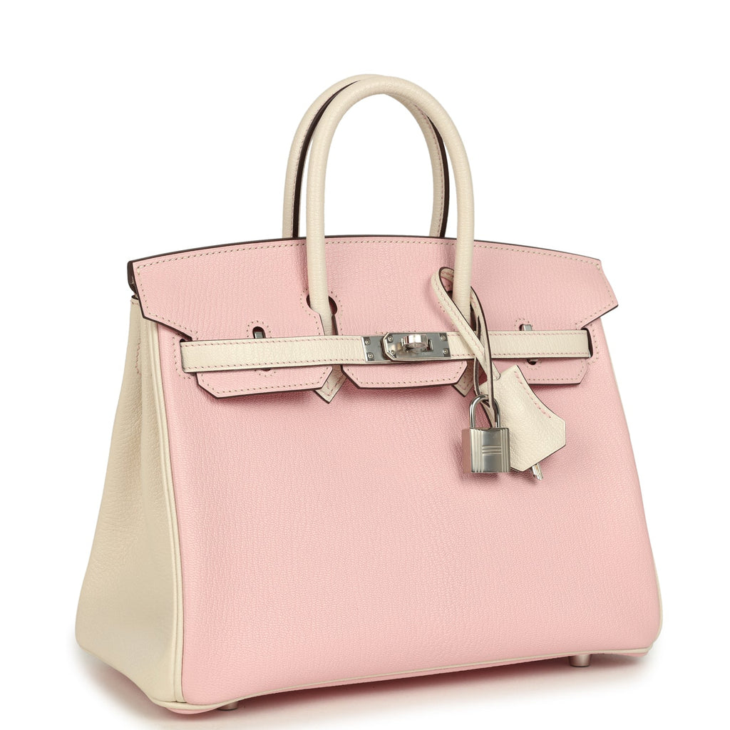 Birkin 25 Nata and Rose Sakura Chevre Mysore Palladium Hardware Bag