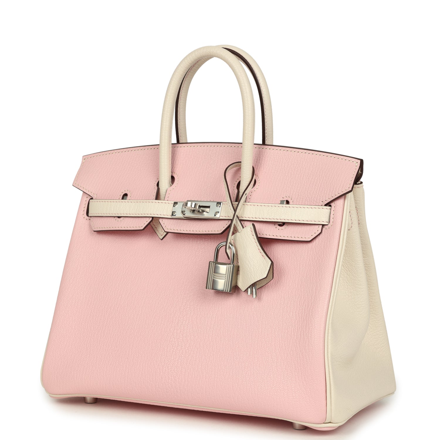 Birkin 25 Nata and Rose Sakura Chevre Mysore Palladium Hardware Bag