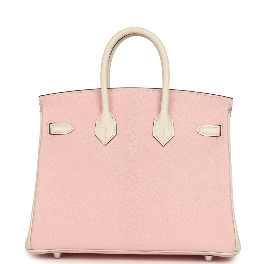 Birkin 25 Nata and Rose Sakura Chevre Mysore Palladium Hardware Bag