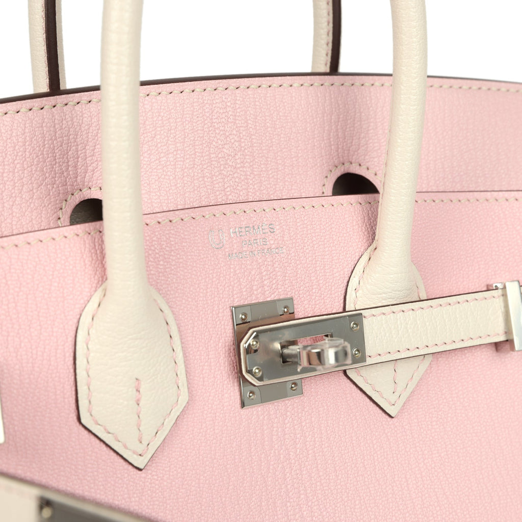 Birkin 25 Nata and Rose Sakura Chevre Mysore Palladium Hardware Bag