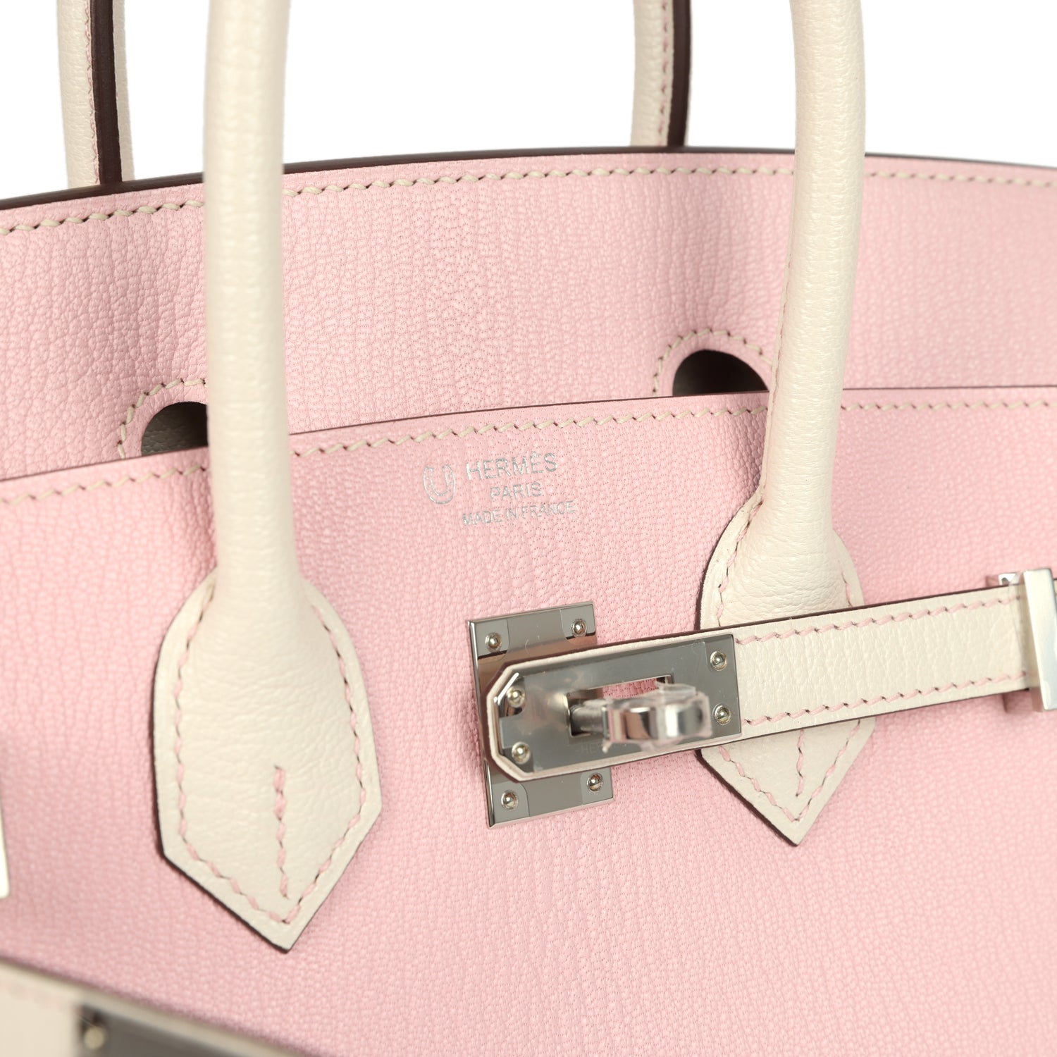 Birkin 25 Nata and Rose Sakura Chevre Mysore Palladium Hardware Bag