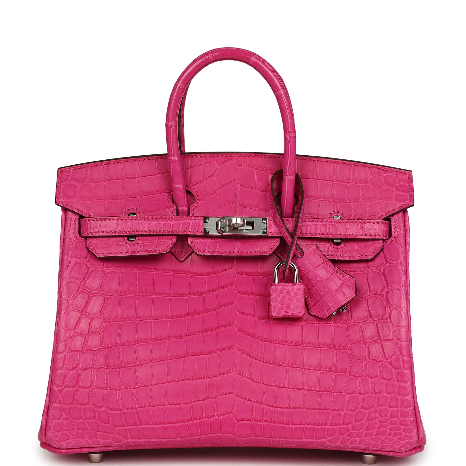 Birkin 25 Rose Shocking Matte Niloticus Crocodile Palladium Hardware Bag
