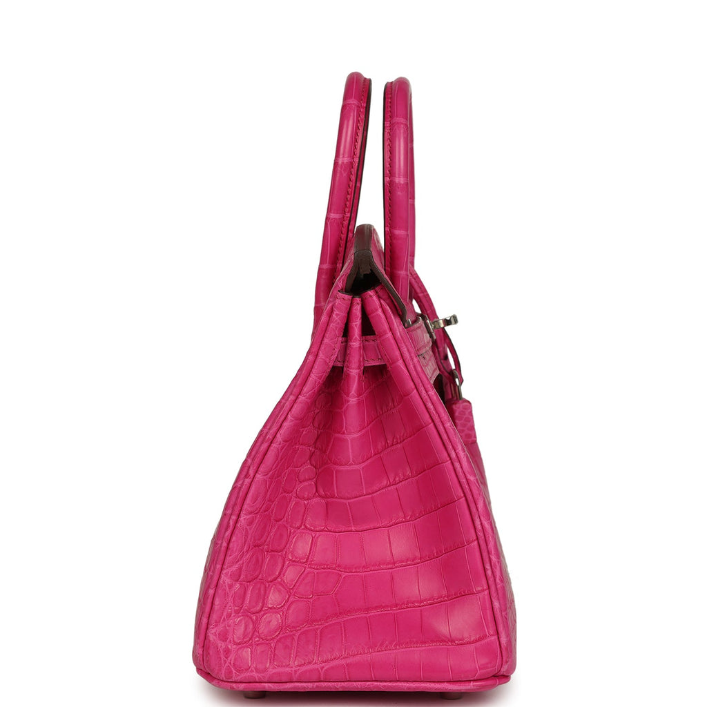 Birkin 25 Rose Shocking Matte Niloticus Crocodile Palladium Hardware Bag