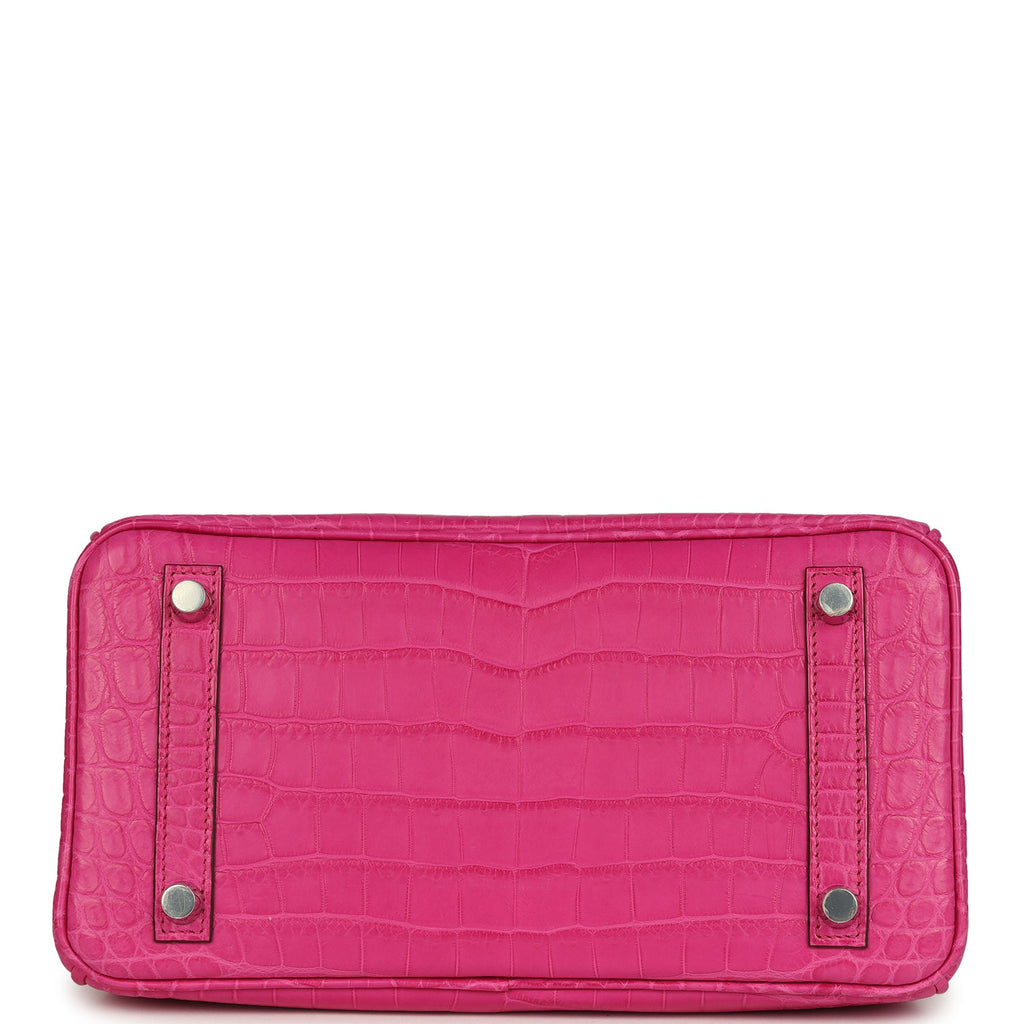 Birkin 25 Rose Shocking Matte Niloticus Crocodile Palladium Hardware Bag