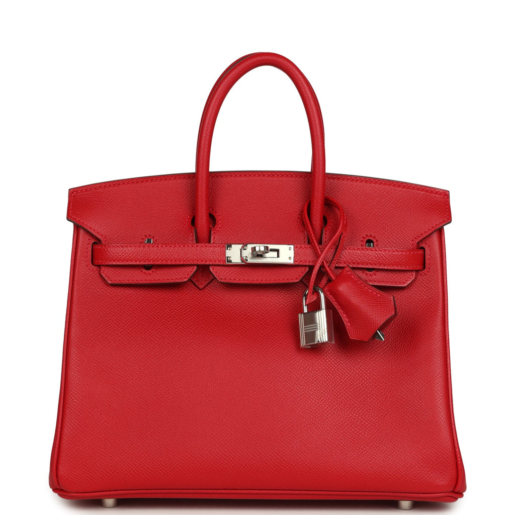 Birkin 25 Rouge Casaque Epsom Palladium Hardware Bag