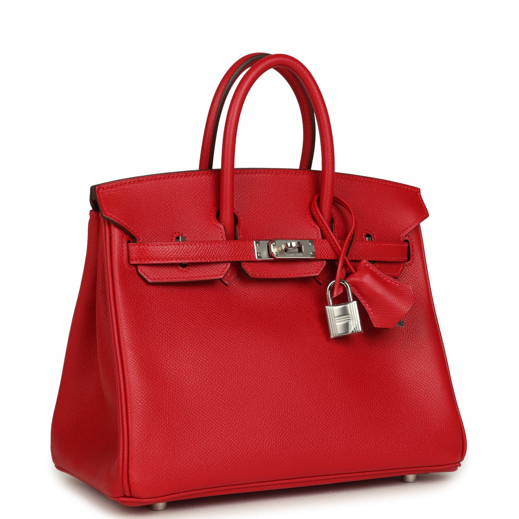 Birkin 25 Rouge Casaque Epsom Palladium Hardware Bag
