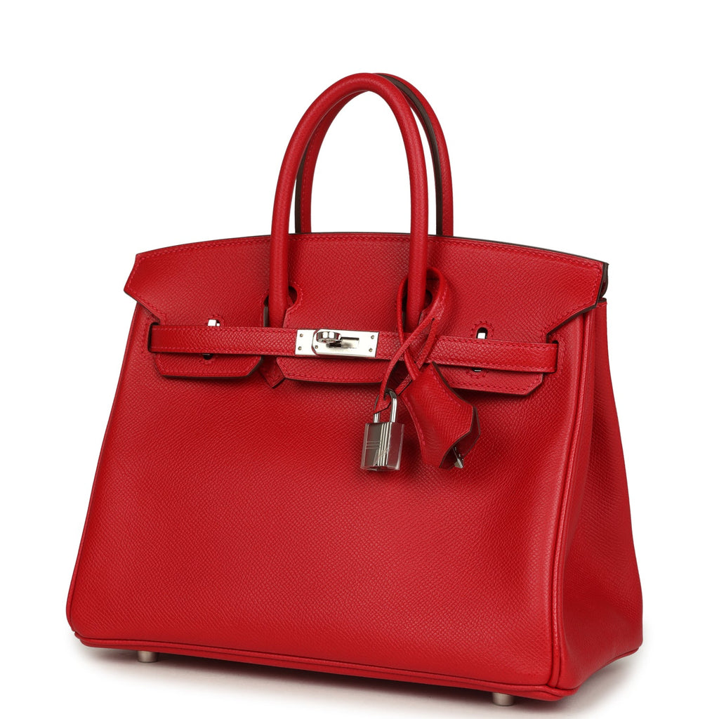 Birkin 25 Rouge Casaque Epsom Palladium Hardware Bag