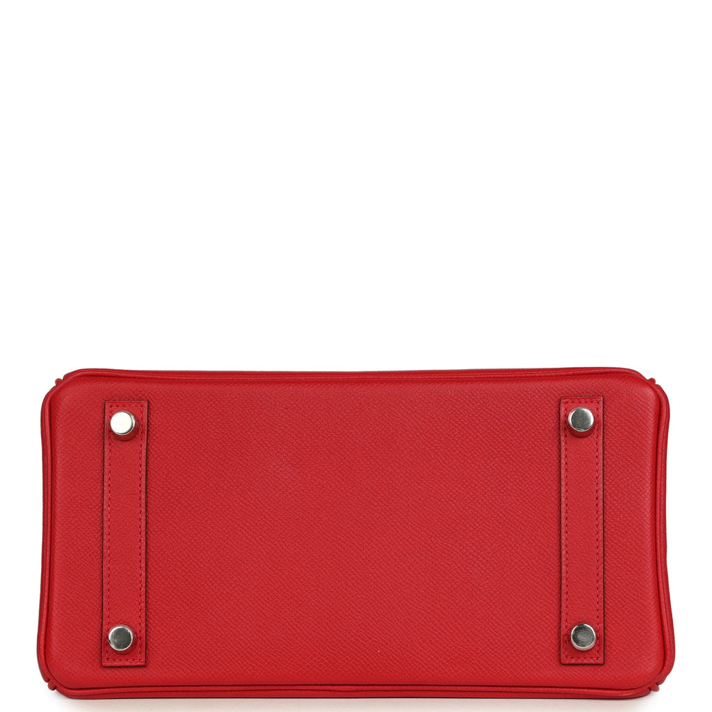 Birkin 25 Rouge Casaque Epsom Palladium Hardware Bag