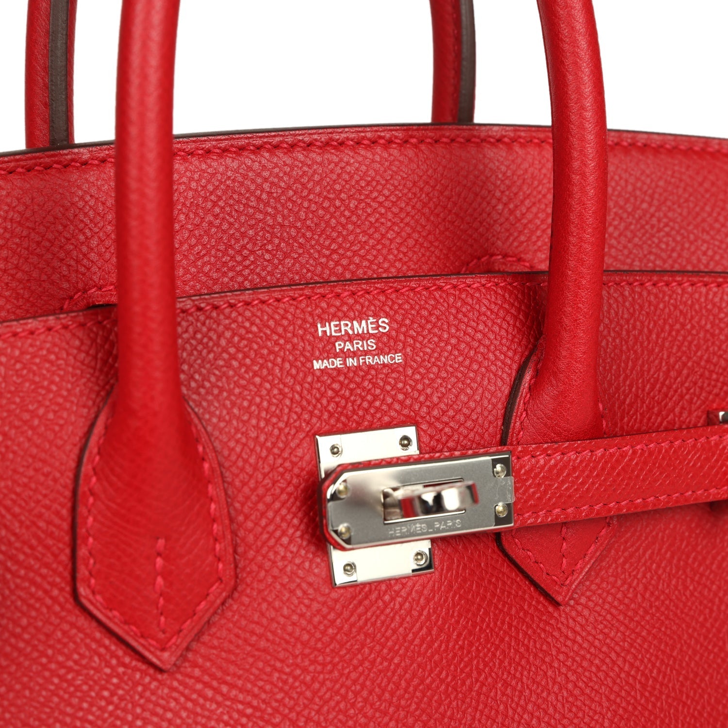 Birkin 25 Rouge Casaque Epsom Palladium Hardware Bag