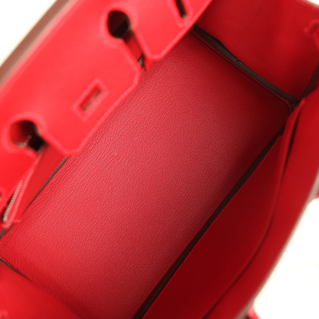 Birkin 25 Rouge Casaque Epsom Palladium Hardware Bag