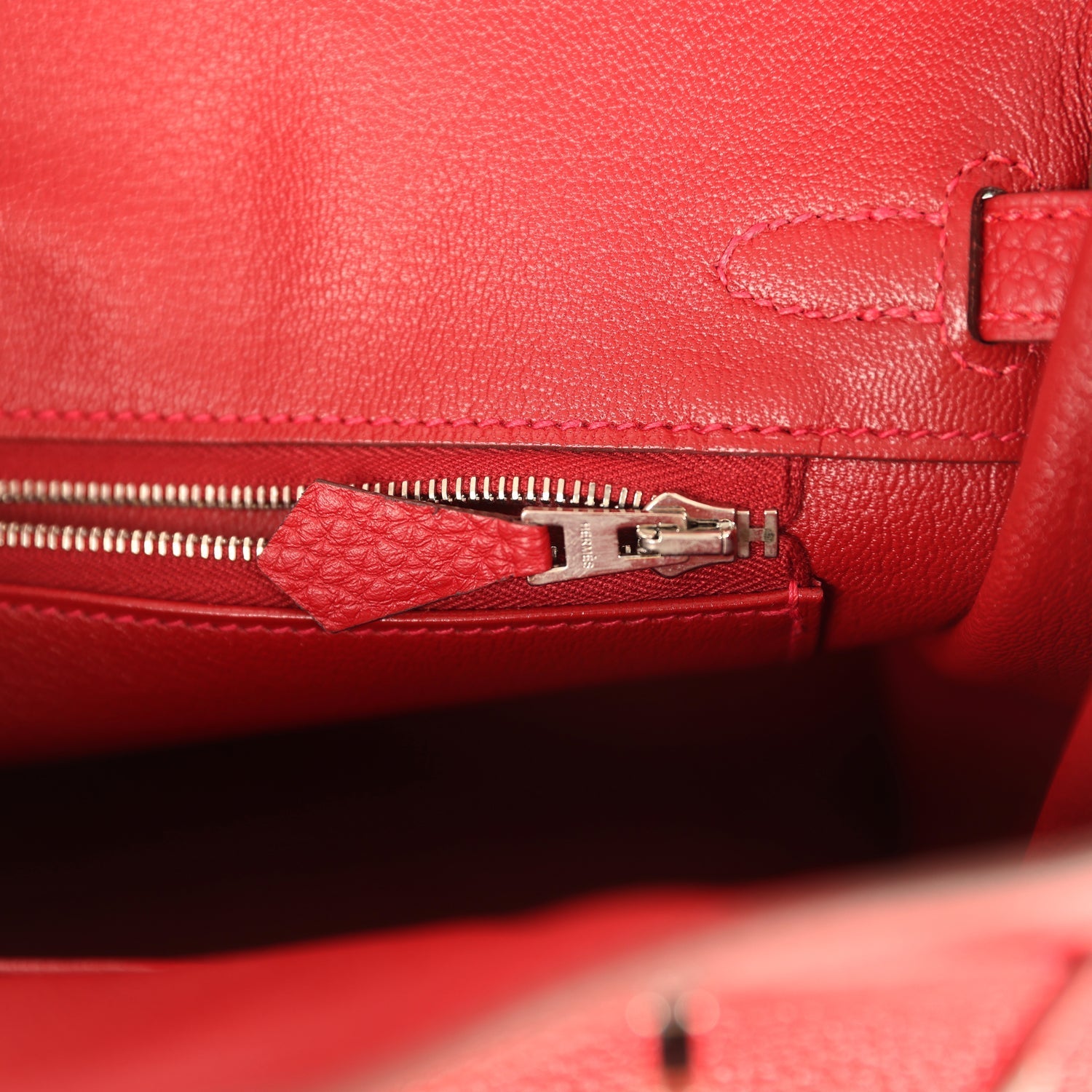 Birkin 25 Rouge Casaque Togo Palladium Hardware Bag